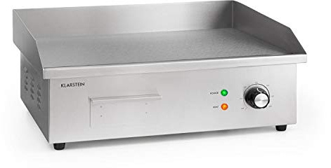 Klarstein Grillmeile 3000G Pro - elektrisk grillplatta av gjutjärn, grillyta: 54,5x35 cm, steglöst 50-300 ° C, 3000 Watt, professionell elektrisk grill med stänkskydd, rostfritt stål