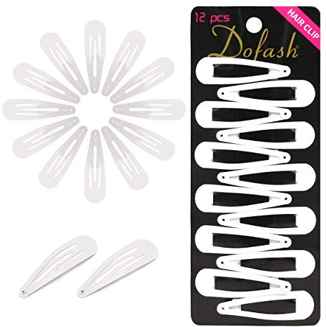 Dofash 12 Stücke Einfache Große Haar Snap Clips 2Inch/5cm Schnapp Haarspangen - Metall Haarspangen basic haarschmuck für Kinder Mädchen Damen (Weiß)