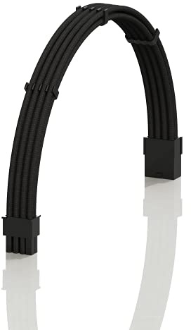 LINKUP - AVA 30cm 8-Broches (6+2) GPU PCI-E PSU Alimentation Câble d'Extension PC Mod Personnalisé à Manches Tressées avec Peigne | Pack Unique | 300mm - Noir