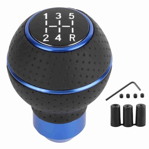 Schaltknauf 5-Gang Schaltknauf Stick Aluminiumlegierung und Leder Manuelles Autozubeh?r(Blau),Schaltkopf,Schaltzubeh?r