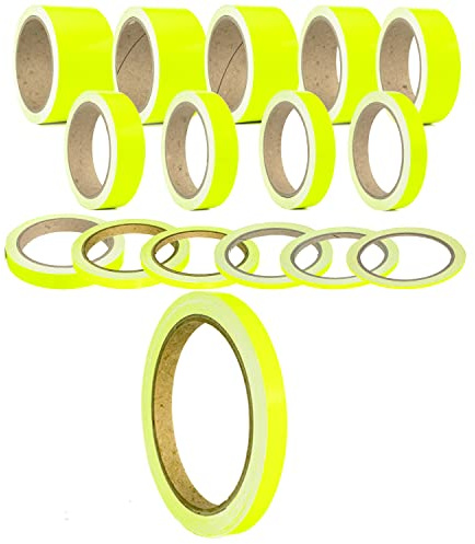 Leuchtfarben Neon auffällige Klebestreifen Zierstreifen Dekor Bänder Autostyling Stripe Decal Pinstriping Markierungsleisten Warnstreifen Begrenzungsbänder (10 mm, Neon Gelb)