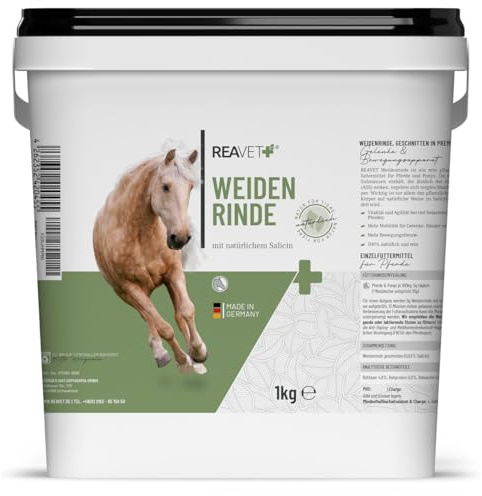 ReaVET Weidenrinde geschnitten für Pferde 1kg – Naturrein in Premiumqualität, Unterstützt Gelenke, Immunsystem & oxidativen Stress I Salicin I Aus Silberweide Rinde, Ohne Zusätze