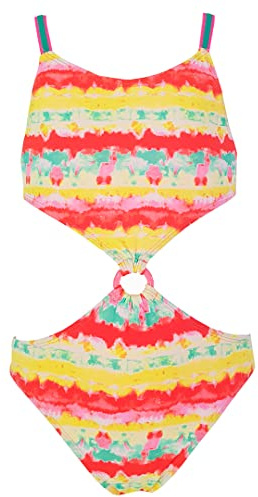 Bañador Trikini Infantil para Niña 3-18 años – Estampado Tie Dye Rosa Multicolor – Ropa de Baño Verano (9-10)