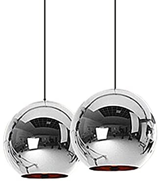 AIBAB Modern Retro Chrome Gloss Dome Glass Ceiling Vintage Pendant Light Shade Lampshades Hanging Fitting Fixture for Kitchen Island Bedroom Hallway silver 30cm