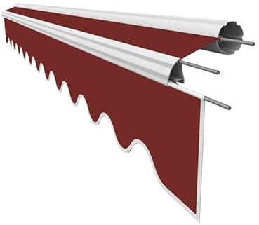 Leudus Markisenstoff mit Volant für 5,5 x 3 m Markisen-Ersatzstoff Markisentuch Markisenbespannung Markisentuch Sonnenschutz fertig genäht Maß Tuch 5,38 x 3 m Volant 5,38 x 0,21 m Design SPD003