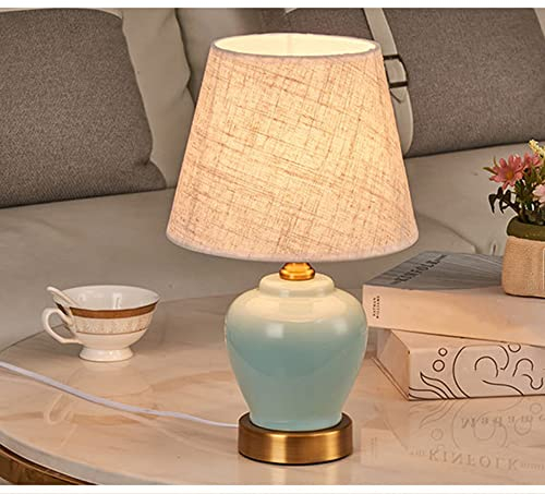 Chao Zan Tischleuchte, Retro Stil Keramik Schlafzimmer Nachttischlampe Moderne einfache amerikanische Art Rural Style Study Tischlampe E27 max. 40W,ohne Leuchtmittel