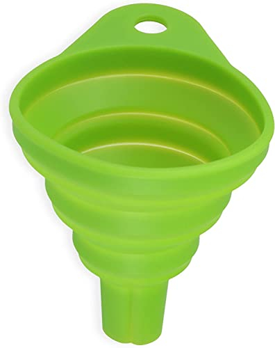 Faltbarer Trichter aus Silikon, flexibel, faltbar, für Wasserflasche, Flüssigkeitsübertragung, zusammenklappbare, schmale und breite Öffnung 1 Stück 4.33 Zoll hellgrün