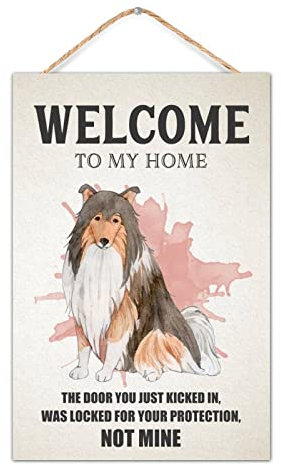 CustonCares Home Spruch Welcome to My Home Welcome Schild für Haustür, Hunde, Illustration, Herbst, Veranda, Dekor, solider Türhänger, Einweihungsgeschenke, 20,3 x 30,5 cm