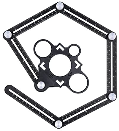 TOUGH MASTER Multi Angle Measuring Ruler Six-Sided Aluminium Alloy Template Tool for DIY Handymen Builders Carpenters Tilers Craftsmen Construction Workers Corrosion Resistant with Metal Knobs