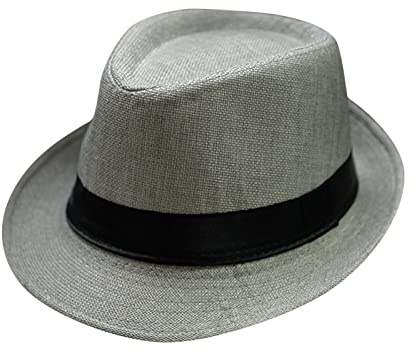 Fedora-Hut Mode Filz Gangster Hüte für Mann und Frau, Trilby Snap breiter Krempe Vintage Style Dress Hut (Grau, One Size)