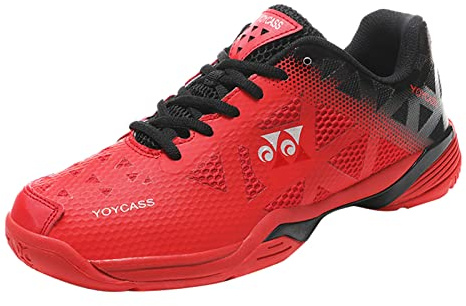 PENXZT Chaussures De Tennis De Badminton Hommes Femmes Chaussures D'entraînement en Cour D'intérieur Anti-Slip Léger pour La Courge De Racquiet,Rouge,41 EU