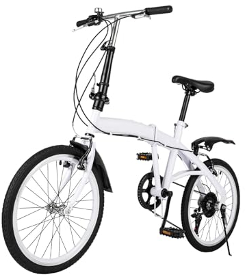 Bazargame 20 Zoll Klappfahrrad Klapprad Faltrad Erwachsene Fahrräder 7 Gang Folding Bike Jungen-Fahrrad Fahrrad Für Damen und Herren Quick-Fold-System