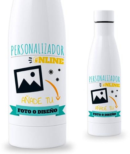 Botella de Agua Personalizada con Foto y Texto 750ml | Botella de Agua Acero Inoxidable |Termo Personalizado | Libre de BPA y Reutilizable | Bebidas Frías y Calientes hasta 12h.