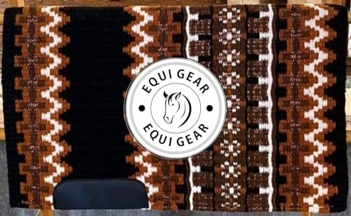 EQUIGEAR Western Show Horse Satteldecke aus neuseeländischer Wolle, Western-Design, handgefertigte Satteldecke, Wollpolster, Sensor Flex (Anpassung möglich), WZ02 (34x34)