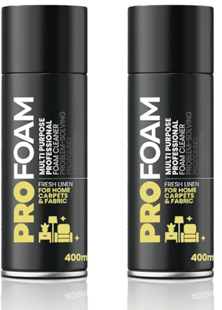 Profoam Carpet, Fabric & Upholstery Cleaner, Fast-Acting Stain Remover Foam For Spot Cleaning, Deep Cleans, Fresh Linen Scent, 400ml, Made In The UK (PACK OF TWO)