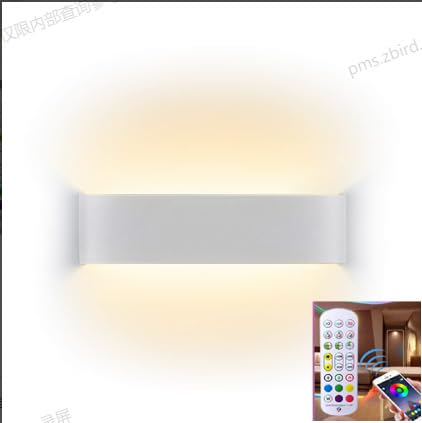 Lightess Aplique Pared Interior LED, Inteligente Lampara de Pared Regulable Control Remoto y Control App, 213 Modos 16 Millones de Colores Música Sincronizada, Moderno Luz Paredpara Dormitorio, Blanco