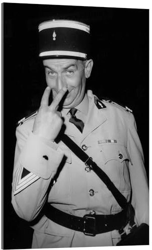 Posterlounge Louis de Funes, 1971 Tableau en verre acrylique 20 x 30 cm Noir et blanc Tableaux Décoration murale