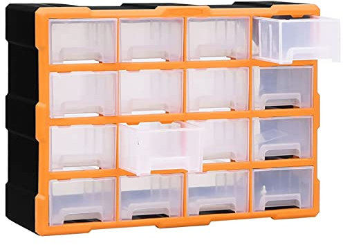 Homgoday Mobile Contenitore con 16 Cassetti Medi 52x16x37 cm, Modulare Cassettiera Porta Viti, Cassetti Scaffale Divisori Organizzatore per Viti, Scaffale per Giocattoli per Cameretta, Soggiorno