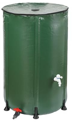 Dehner Serbatoio per acqua piovana pieghevole, per esterni, ca. Ø 70 m, volume 380 l, con rubinetto, PVC, verde scuro