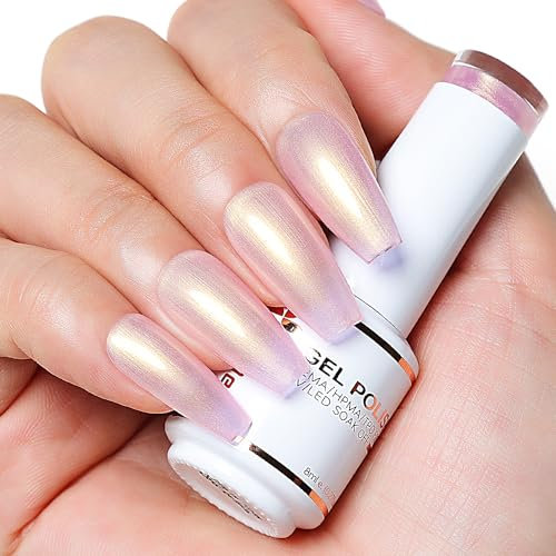 Nicedeco Pearl Gel Nail Polish, 15ml Pearlescent Shell Shimmer Gel Polish Sparkle Shiny Nail Gel UV/LED Soak-Off Nail Art Manicure Pedicure, Salon & Home Use - Long Lasting & Easy to Apply 003