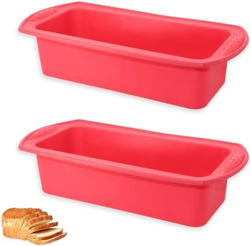 Yitobici Backform Kasten, Brotbackformen Silikon, für Brot und Gebäck, 26 x 13 x 6,5 cm, Rot,2 Stück