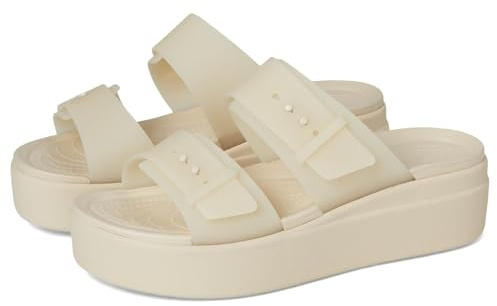 Crocs Brooklyn BuckleFrostedLowWedge, Sandali Donna, Arenaria, 34/35 EU