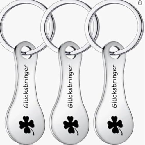 VIDSTW 3 Stück Einkaufswagenlöser Schlüsselbund, Einkaufswagenchip Keychain Abnehmbar Einkaufschip Schlüsselanhänger, Schlüsselanhänger Einkaufschip mit Komfortablem Griff (Stahlfarbe)