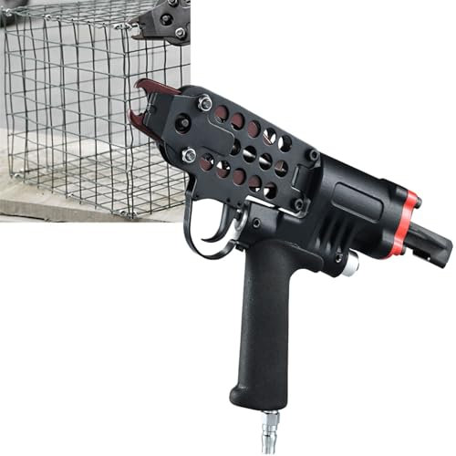 vanenferse Agrafeuse, Pince À Anneau De Porc, Pince pour Grillage, Pistolet À Type C Clous Pinces Pneumatique Portable pour ClôTure À Cage Coussins De Voiture, Outils D'installation