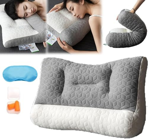 RIXANT Cuscino Ortopedico for trazione cervicale, Cuscino Ortopedico for Sonno Profondo, Cuscino ergonomico for Collo e Spalle(Gray,48 * 74 * 14cm)