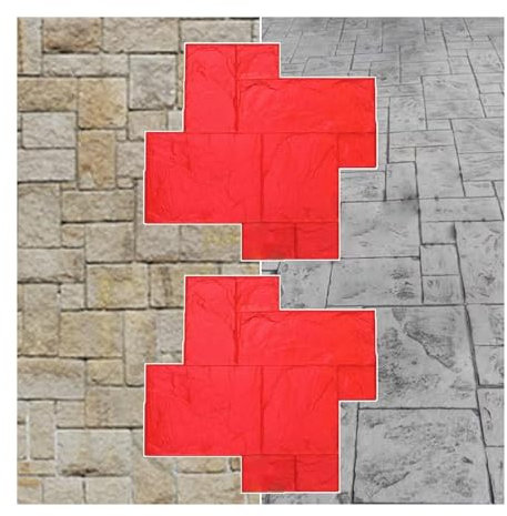 SFQEVHRZ Betonform， 2 Stück dekorative Steinfliesen-Betonstrukturmatten, 90 cm x 90 cm, DIY-Betonstempel, dekorative Betonbodenstempelform for den Außenbereich for Zement