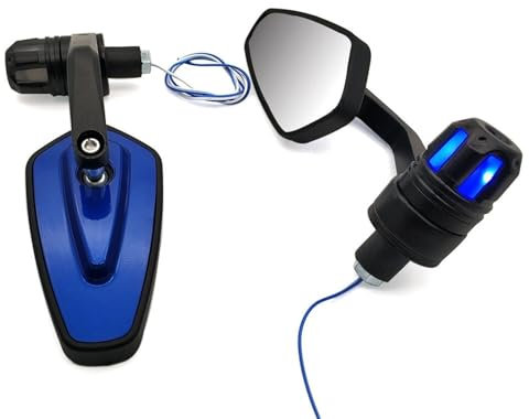 Pexorin 7/8 22mm Motorrad Seitenspiegel Lenkerendenspiegel Blinker GSX250 GSX550 GSX600 GSXR1000 GSXR1100 Katana Motorrad-Rückspiegel(Blue)