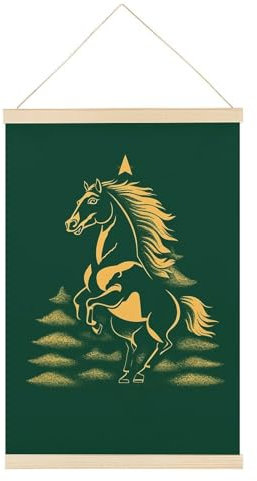 Magnetischer Posteraufhänger mit Weihnachtsbaum und Pferd, 60 x 39 cm, Holzmagnet, Leinwand, Kunstwerk, zum Aufhängen, Posterrahmen mit Seilmagnet für Poster, Drucke, Fotos, Bilder,