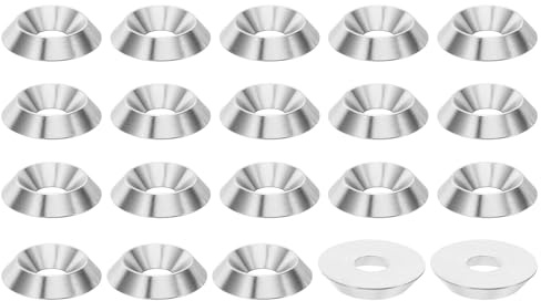 PATIKIL Rondella Svasata di Finitura M8, 20pz 25mm Dia. 5mm Altezza Solido in Acciaio Inossidabile 304 Rondella a Tazza CNC Testa Vite Piana Guarnizione per Costruzioni, Conica