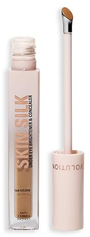Revolution, Skin Silk Radiant Serum Illuminante Contorno Occhi, Idrata e Leviga con Acido Ialuronico e Squalano, Vegan & Cruelty-Free, Tan Golden, 4ml
