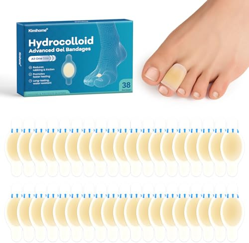 Kimihome - Bendaggi per vesciche in gel idrocolloide, impermeabili, 38 ct, cuscinetti adesivi per tallone, piedi, dita dei piedi, dita, prevenzione delle vesciche in gel, per viaggi, escursionismo