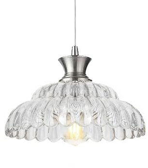 ZTTECH Vintage Glas Pendelleuchte 30cm Höhenverstellbar E27 Hängelampe für Küche Esszimmer Schlafzimmer Wohnzimmer (Silber+Transparent)