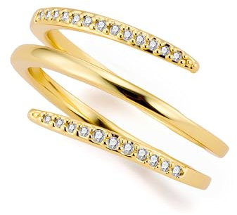 ALEXCRAFT Ring Gold Damen, Wickelring Verlobungsring Unendlichkeit Promise Eheringe Zirkonia Verstellbare Silberringe Trauringe Hochzeitsringe Antragsring Ringe mit drei Drähten und Mikropavé