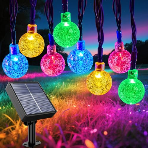 Electight Solar Fairy Lights Outdoor Waterproof, 39 Ft 100 LEDs, Multicolor | Crystal Ball, Solar Garden String Lights, 8 Modes Decorative Lights for Tree, Patio, Home, Wedding, Party, Christmas