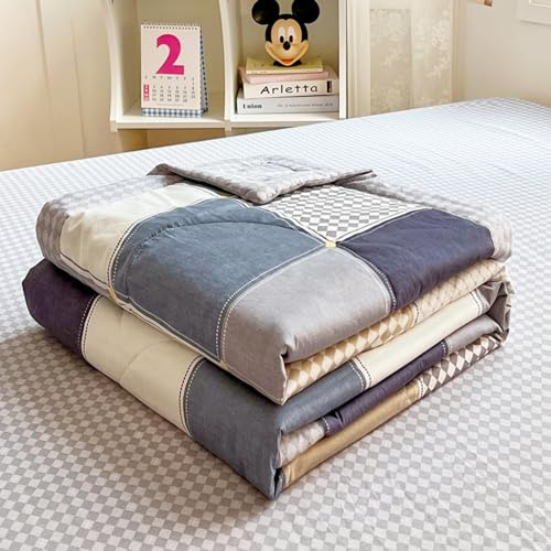 Odot Trapunta Piumino Estivo Reversibile, 4,5 Tog Cotone Trapuntino Copriletto Leggera Primaverile Coperta Trapuntatura Morbido per Letto Matrimoniale (Scacchiera,180 * 200cm)