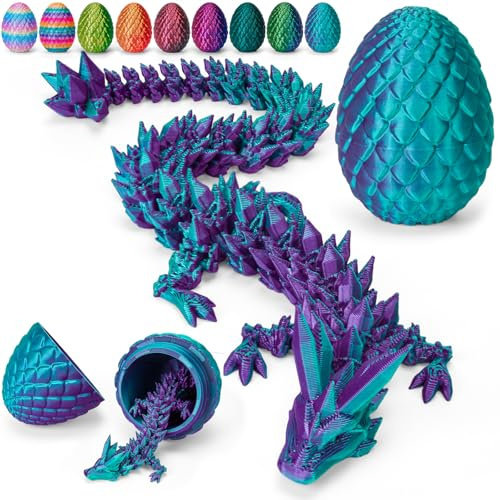 TBOLINE 12 3D Printed Dragon Egg, Easter Basket Stuffers for Kids, Large Prefilled Easter Eggs, Stuffed Egg Hunt Fillers with Easter Toys, 3D Printer Animals Fidget Toys for Boys Teen 5-7 4-6 8-12