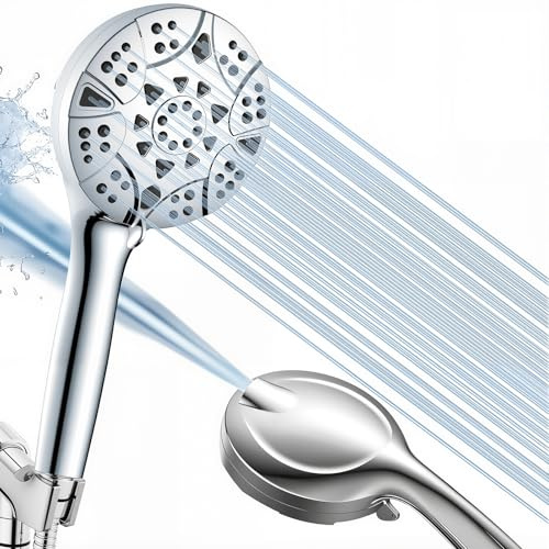 BatheCo High Pressure Handheld Shower Head – 10 Spray Modes with Rain & Massage, Anti-Clog Nozzles, Power Rinse for Tile, Soap & Pets, Chrome Finish, Easy Installation