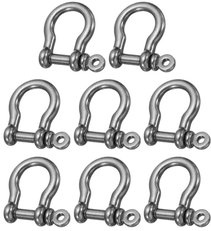 sourcing map Grillo a vite, 10 mm, in lega di zinco, anello a D, tipo U, giunto a vite per portachiavi, portachiavi, bracciale, pelle, fai da te, confezione da 8, argento chiaro