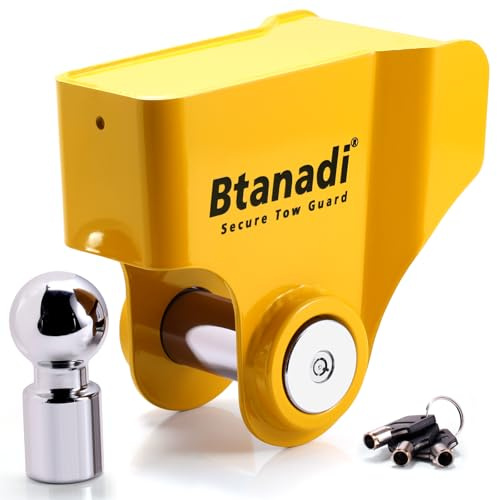 Btanadi Trailer Hitch Lock with Forged Steel Security Ball, for Knott Avonride 50mm Coupling Heads (575003/575004/575005/575008), Heavy Duty Hardened Steel Anti-Theft Hitchlock for Trailer Security