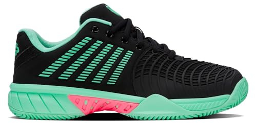 K-Swiss Women's Express Light 3 Clay Tennis Shoe, Black/Neon Mint/Neon Pastel Pink, 4.5 UK
