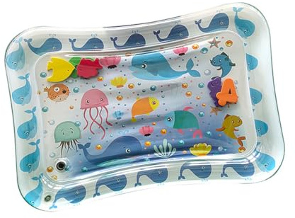Cojín de Agua Inflable para Gatear y Jugar para Bebés 1 Pieza | Pvc, Diseño de Mundo Submarino, Plegable y Enrollable, Fácil de Transportar, para Verano Estilo Aleatorio