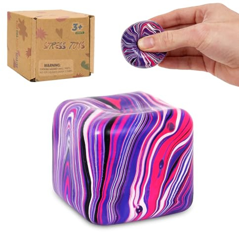 Graphinza Squeeze Toys – Soft Stress Relief Toys 1.4in Cube for Autism Stress Relief, Stress Balls for Adults and Children, Classroom Prizes – Durable Design, Not Easy to Fall Off (pink)