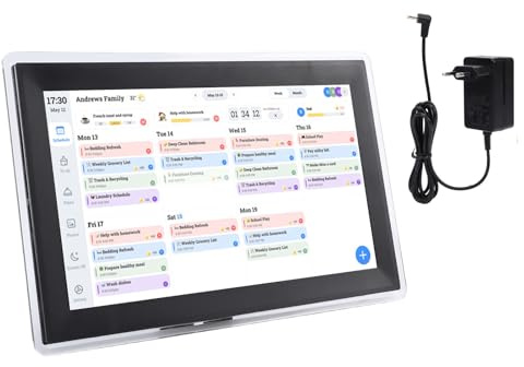 FTVOGUE 15.6in Calendario Digital 32GB Planificador Familiar Electrónico de Pantalla Táctil Inteligente Pantalla Wifi de Pared con Gráficos Domésticos Interactivos para IOS Sync