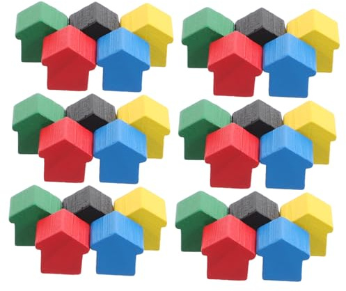 Abaodam 50pcs Wooden House Game Pieces for Board Game Fun Educational Mini Chess Set for Boys and Girls Property Trading Accessories