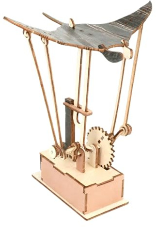 Mechanischer Mantarochen – Handgefertigt Holz 20x15cm | Elektrische Bionische Zierde | Handwerklicher Holz-Rochen-Automat | Einzigartige Kinetische Dekofigur Für -, Büro-Display Und Sammlerstücke