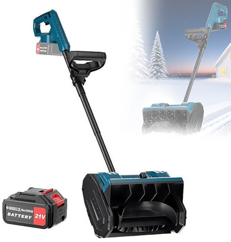 ZHIGUANYUN Cordless Snow Shovel,Auto Electric Snow Shovels with Adjustable Direction & Telescopic Pole, Battery Snow Blower for School Roads Driveways Onebattery